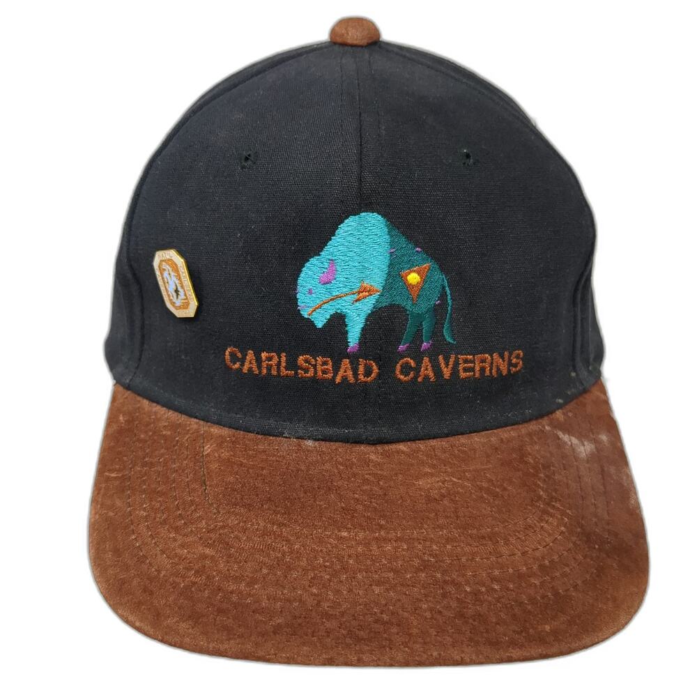 Cameo Snapback Hat Black Brown One Size Bison Carlsbad Caverns National Park